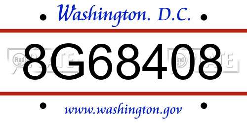 8G68408 District Of Columbia License Plate