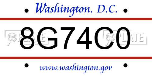 8G74C0 District Of Columbia License Plate