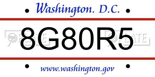 8G80R5 District Of Columbia License Plate