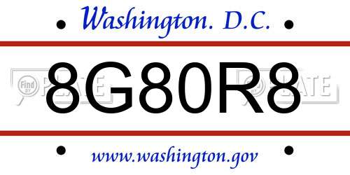8G80R8 District Of Columbia License Plate