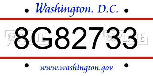 8G82733 District Of Columbia License Plate