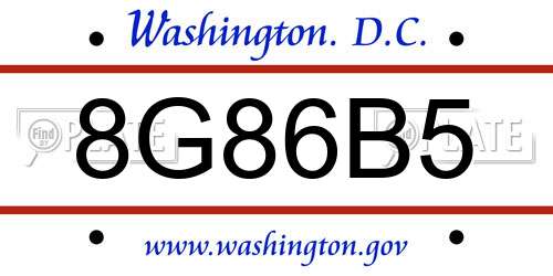 8G86B5 District Of Columbia License Plate