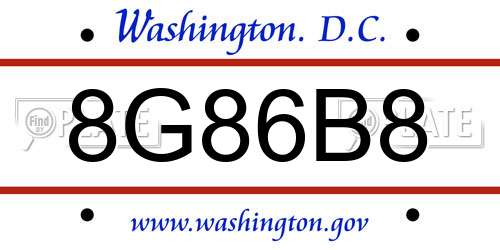 8G86B8 District Of Columbia License Plate