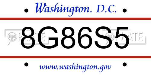 8G86S5 District Of Columbia License Plate