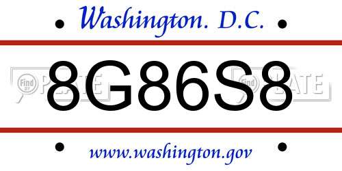 8G86S8 District Of Columbia License Plate