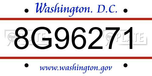8G96271 District Of Columbia License Plate
