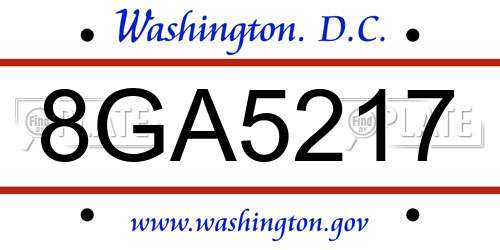 8GA5217 District Of Columbia License Plate