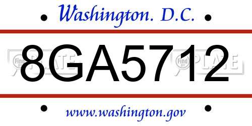 8GA5712 District Of Columbia License Plate
