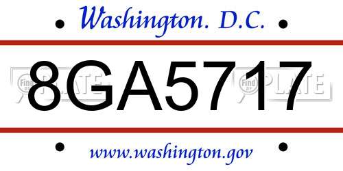 8GA5717 District Of Columbia License Plate