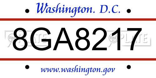 8GA8217 District Of Columbia License Plate