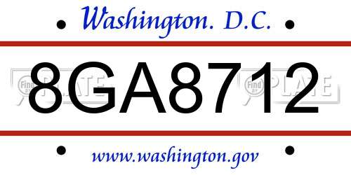 8GA8712 District Of Columbia License Plate