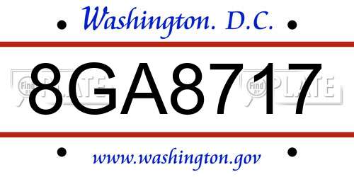 8GA8717 District Of Columbia License Plate