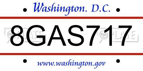 8GAS717 District Of Columbia License Plate