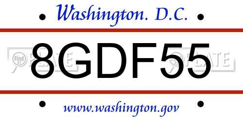 8GDF55 District Of Columbia License Plate