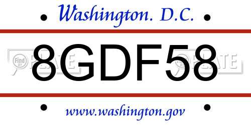 8GDF58 District Of Columbia License Plate