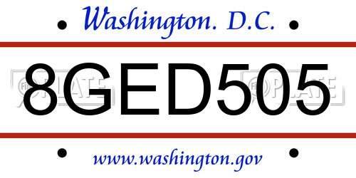 8GED505 District Of Columbia License Plate