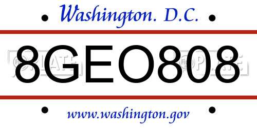 8GEO808 District Of Columbia License Plate
