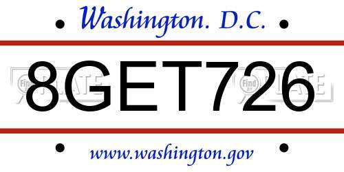 8GET726 District Of Columbia License Plate