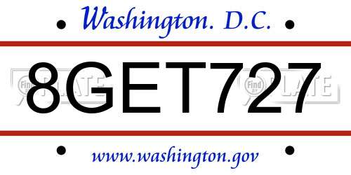 8GET727 District Of Columbia License Plate