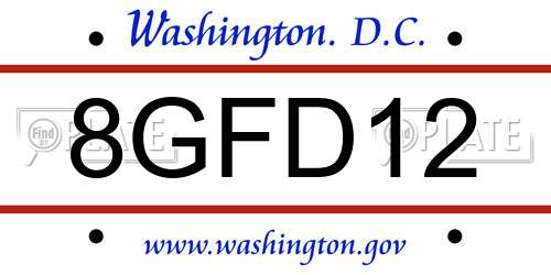 8GFD12 District Of Columbia License Plate