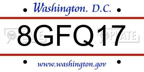 8GFQ17 District Of Columbia License Plate