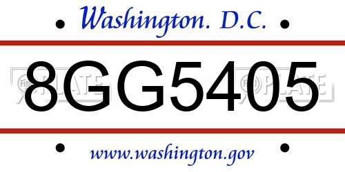 8GG5405 District Of Columbia License Plate