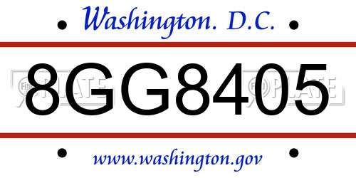 8GG8405 District Of Columbia License Plate