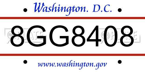8GG8408 District Of Columbia License Plate