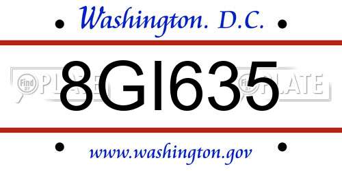 8GI635 District Of Columbia License Plate