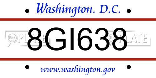 8GI638 District Of Columbia License Plate