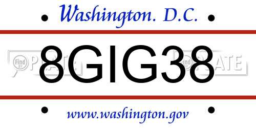 8GIG38 District Of Columbia License Plate