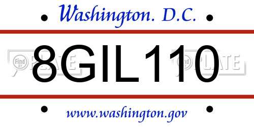 8GIL110 District Of Columbia License Plate