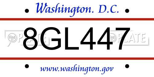 8GL447 District Of Columbia License Plate