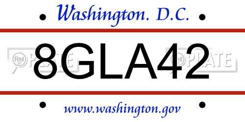 8GLA42 District Of Columbia License Plate