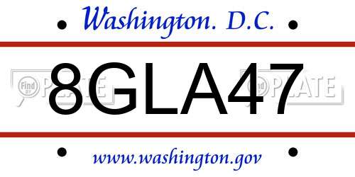 8GLA47 District Of Columbia License Plate