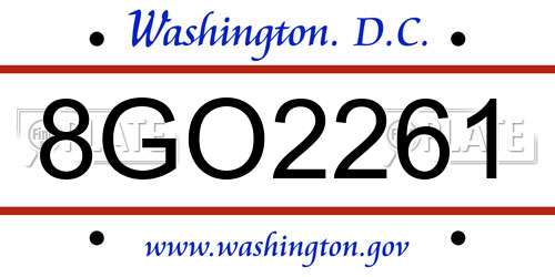 8GO2261 District Of Columbia License Plate