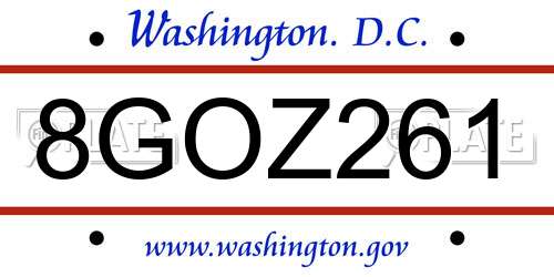 8GOZ261 District Of Columbia License Plate