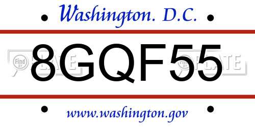 8GQF55 District Of Columbia License Plate