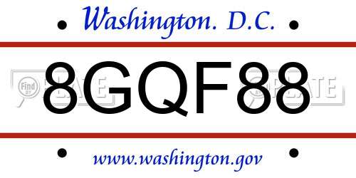 8GQF88 District Of Columbia License Plate