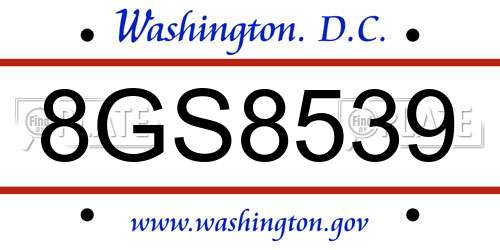 8GS8539 District Of Columbia License Plate