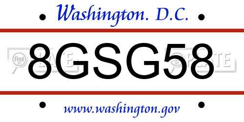 8GSG58 District Of Columbia License Plate