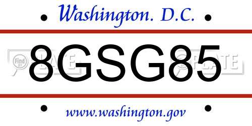 8GSG85 District Of Columbia License Plate
