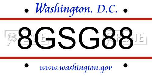8GSG88 District Of Columbia License Plate