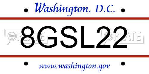 8GSL22 District Of Columbia License Plate