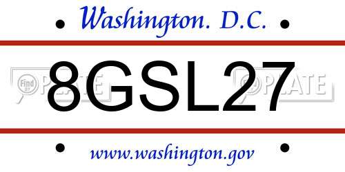 8GSL27 District Of Columbia License Plate