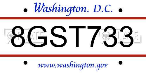 8GST733 District Of Columbia License Plate