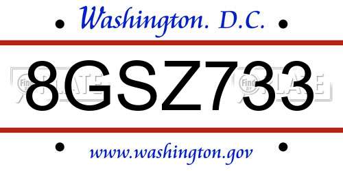 8GSZ733 District Of Columbia License Plate