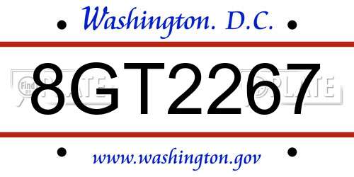 8GT2267 District Of Columbia License Plate