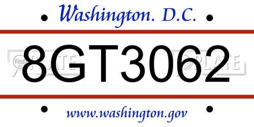 8GT3062 District Of Columbia License Plate