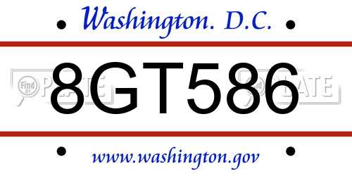 8GT586 District Of Columbia License Plate